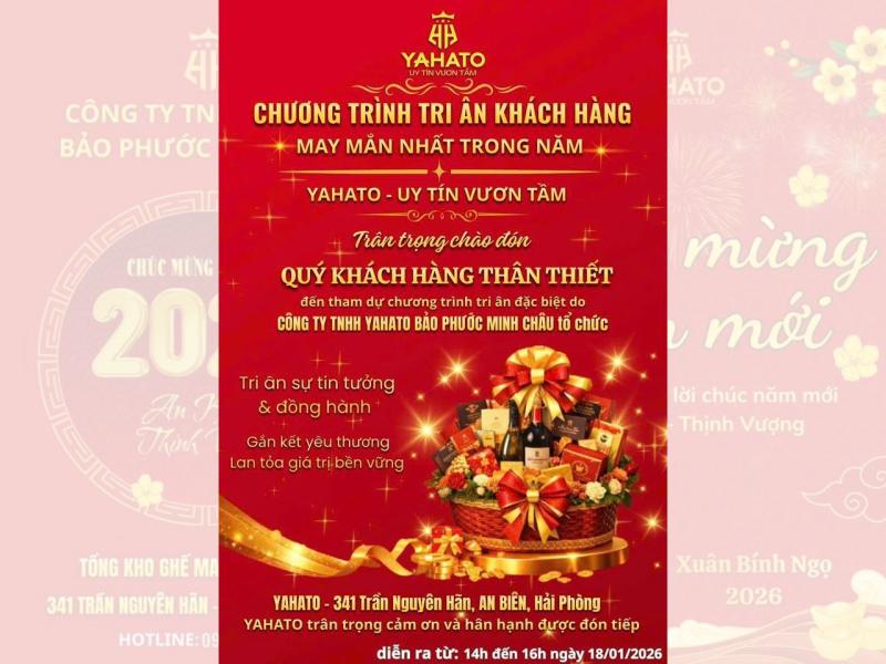   
          Thông báo khung giờ vàng tri ân khách hàng tại Showroom Ghế Massage YAHATO Hải Phòng